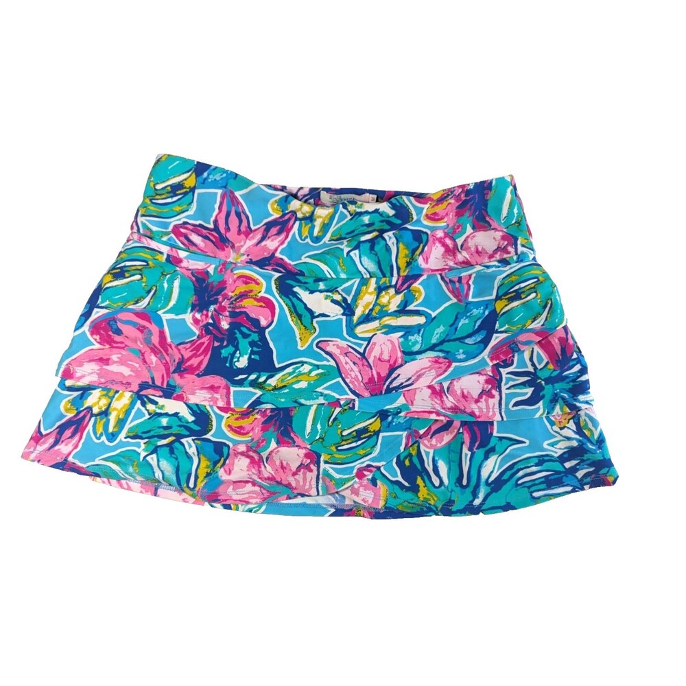 Aryeh Skort Womens M Blue Floral Tennis Golf Athleisure Preppy Resort w/ Pockets